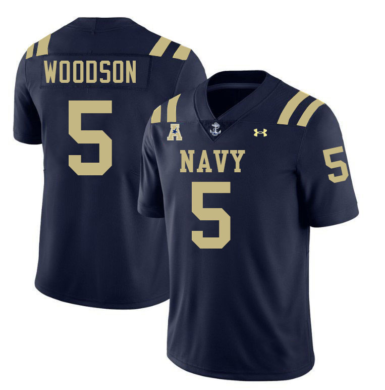 Navy Midshipmen #5 Braxton Woodson College Football Jerseys,Apparels Stitched-Navy